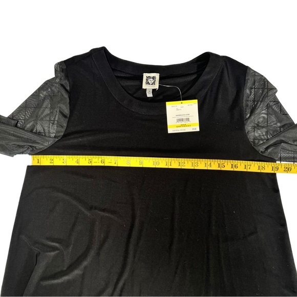 Anne Klein Black Top - Sheer Sleeves - Size Medium NWT - Picture 6 of 9